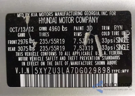 2013 Hyundai Santa Fe Sport 2.0T из США, поврежденный, VIN 5XYZU3LA7DG029898